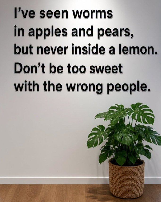 I've seen worms in apples and pears, but never inside a lemon. Don't be too sweet with the wrong people.